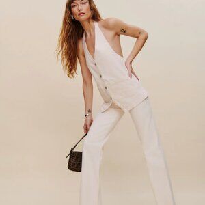 Reformation Wilder High Rise Wide Leg Jeans 25 Cream White